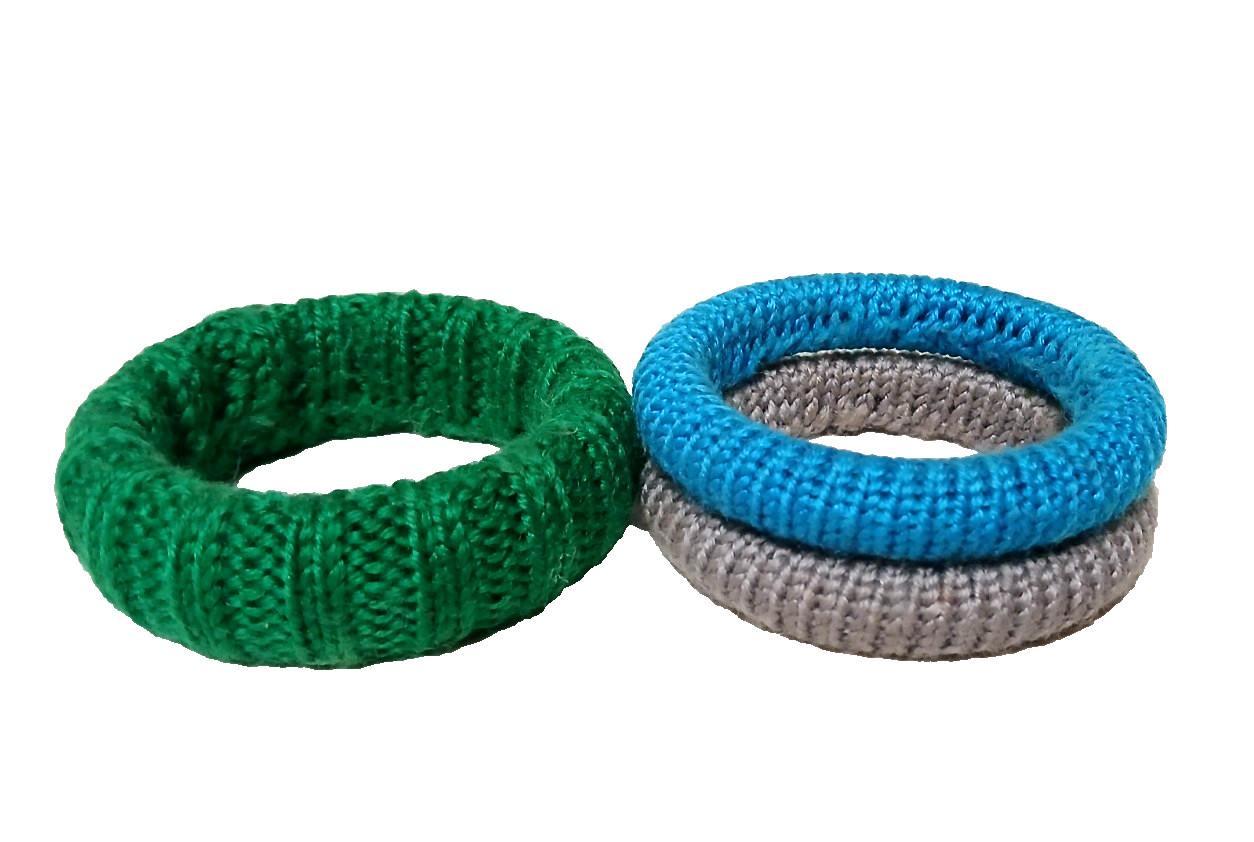 Set of 3 Vintage Woven Wrapped Sweater Bangle Bracelets Teal, Green & Gray