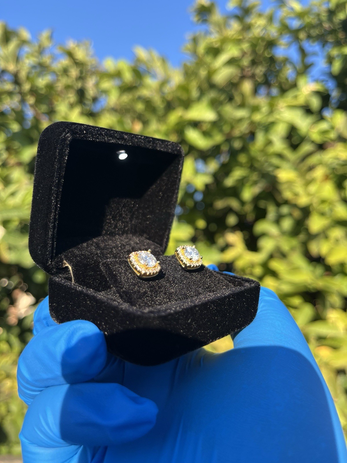 VVS1 Square Moissanite Halo Earrings Gold plated 1.0CT Size 6.5mm GRA✅