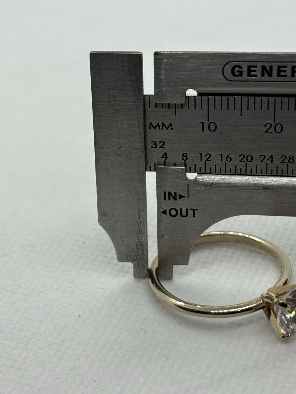 Vintage ESPO Simulated Diamond Ring 14K Gold Electro Plated Solitaire Size 10