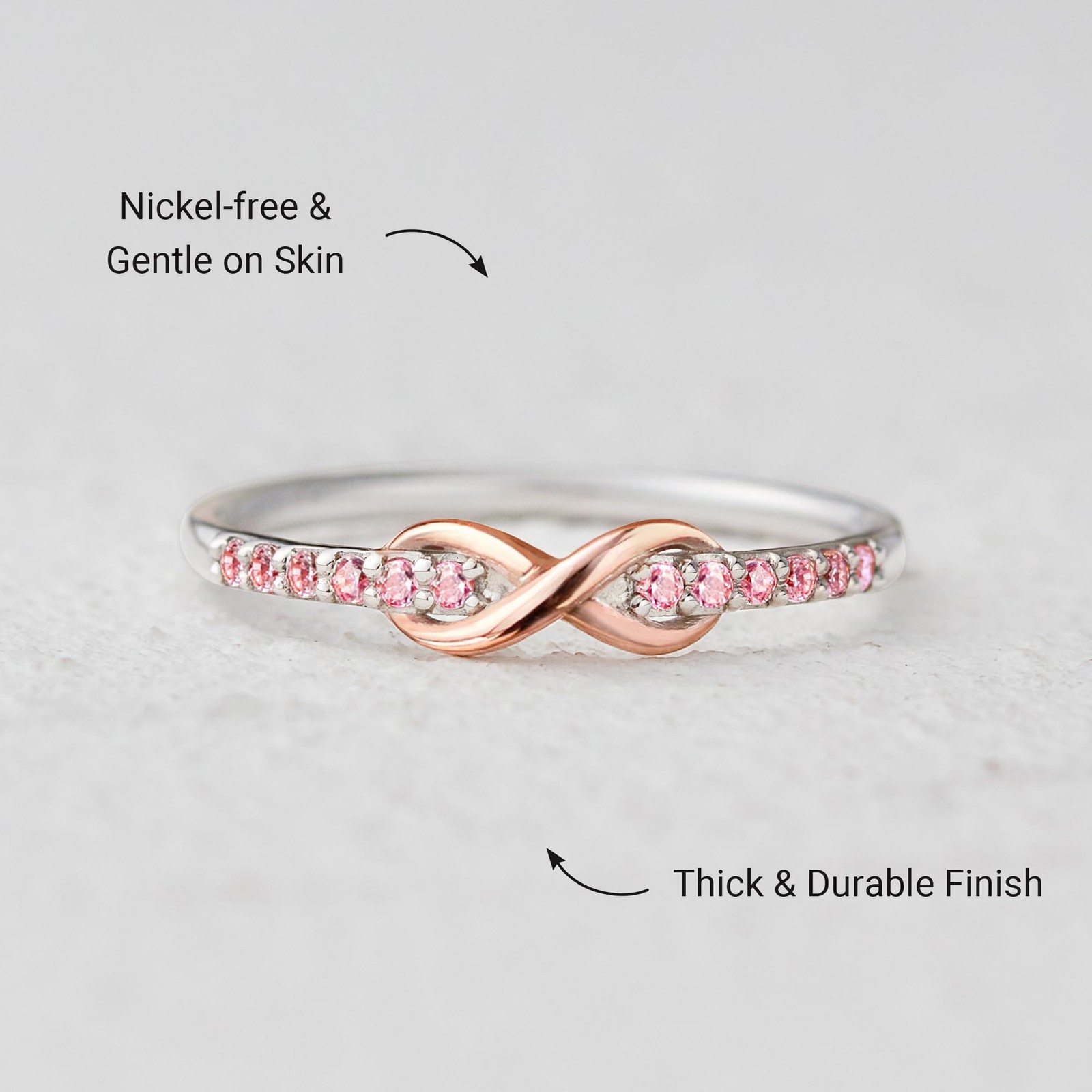 Rose Gold Plated Rings for , Infinity Ring, Pink Promise Rings for Her, Fashi…