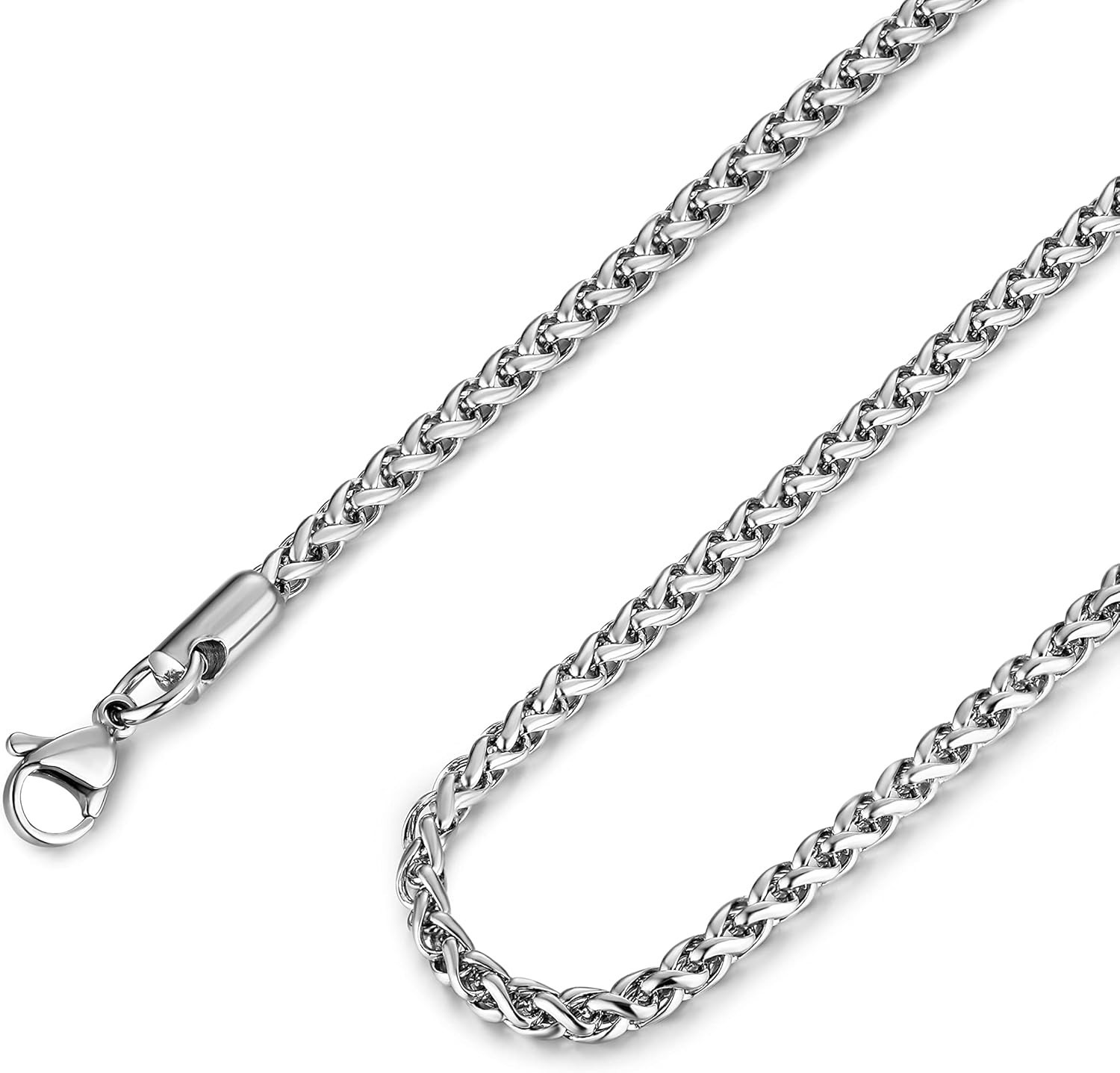 Shimmering Stainless Steel 3mm Wheat Chain Necklace – Perfect for All Occasions