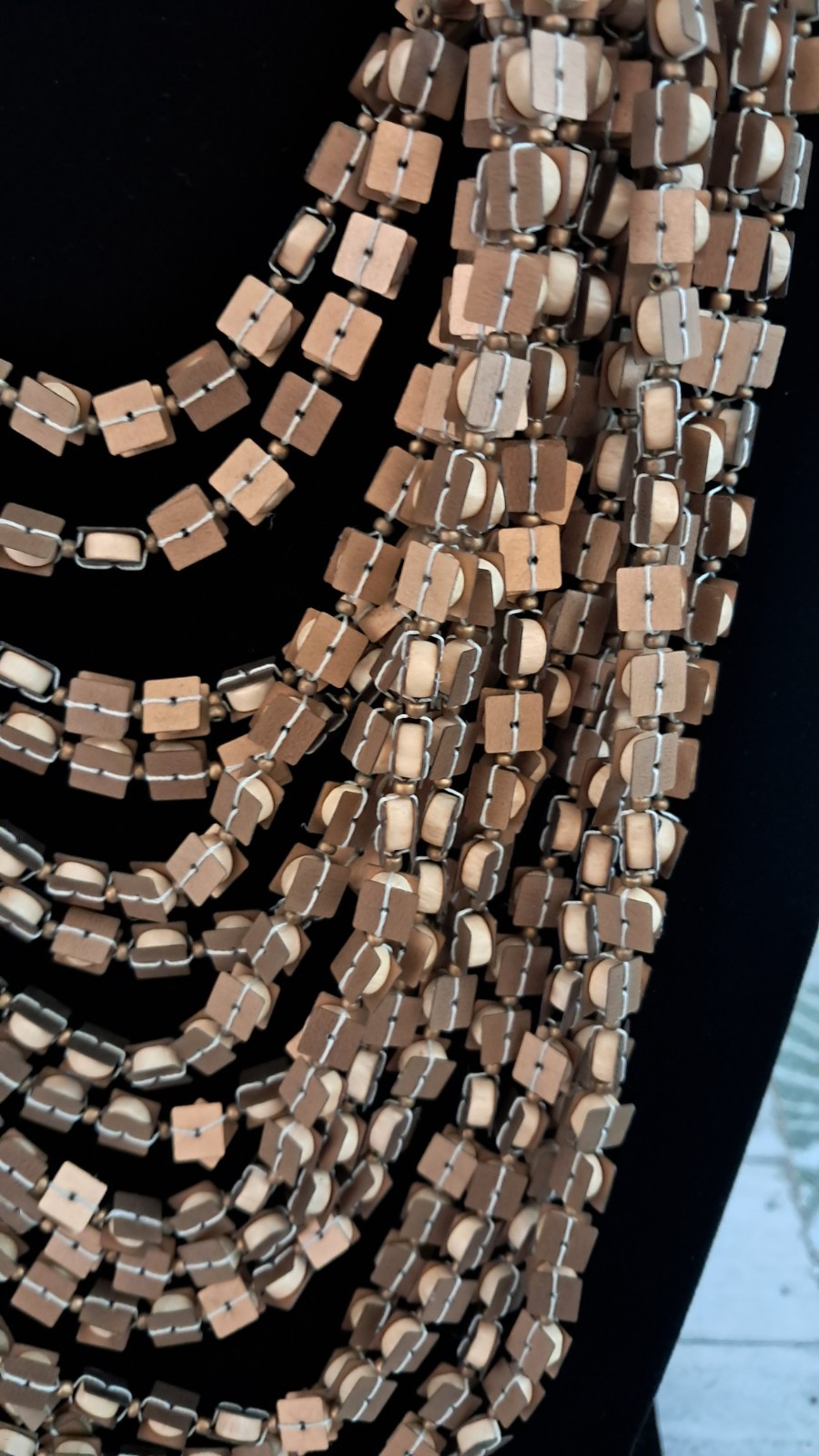 Chico’s Vintage Champagne Boho Chunky Long Beaded 15 Layer Statement Necklace