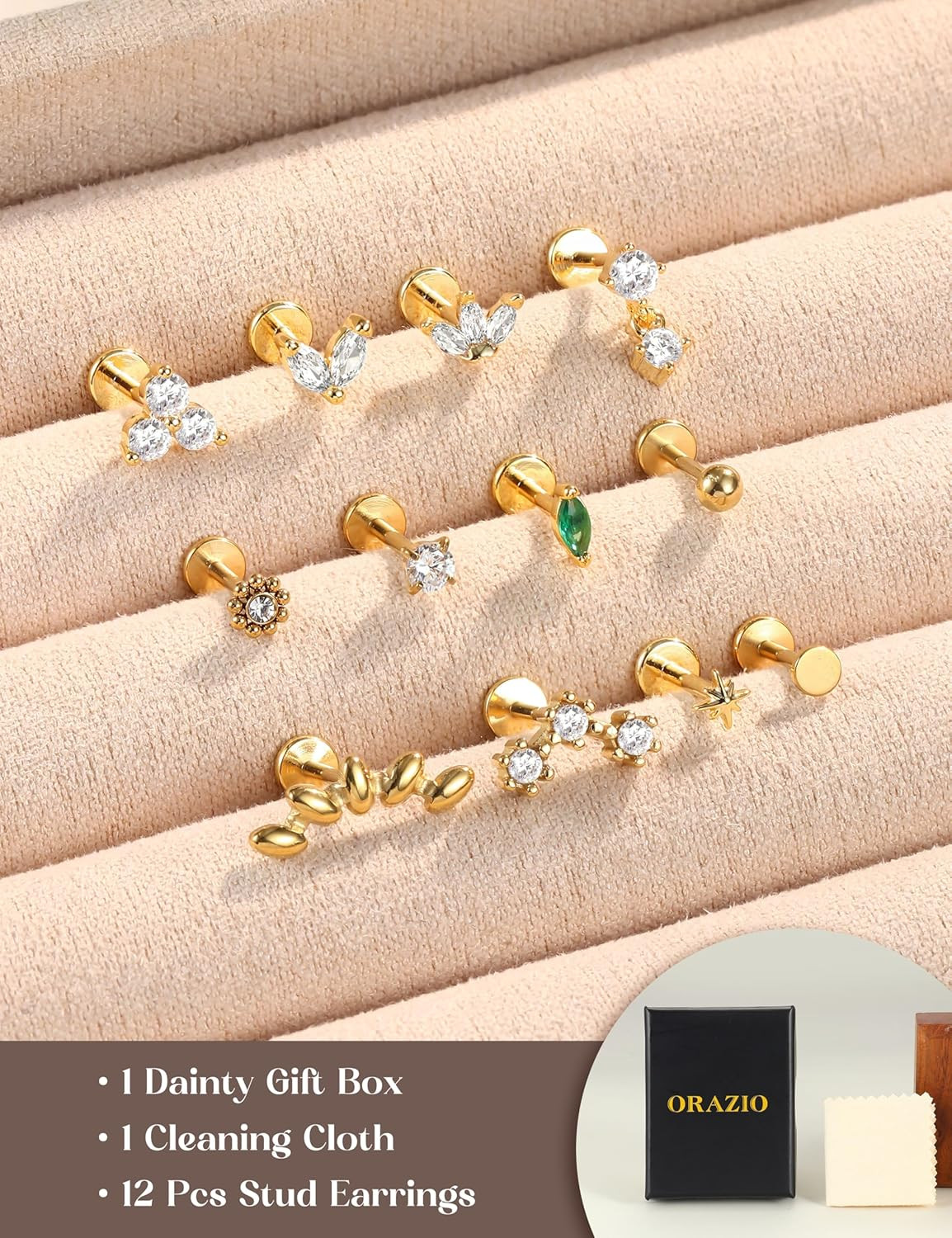 18G 16G Hypoallergenic Flat Back Earrings Stud Earrings – 316L Surgical Steel In