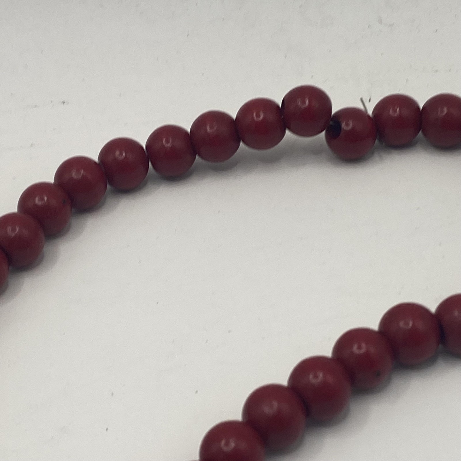 Brown Red Wood Beaded Necklace Brass Oval Center 24 In Boho Womens Jewelry