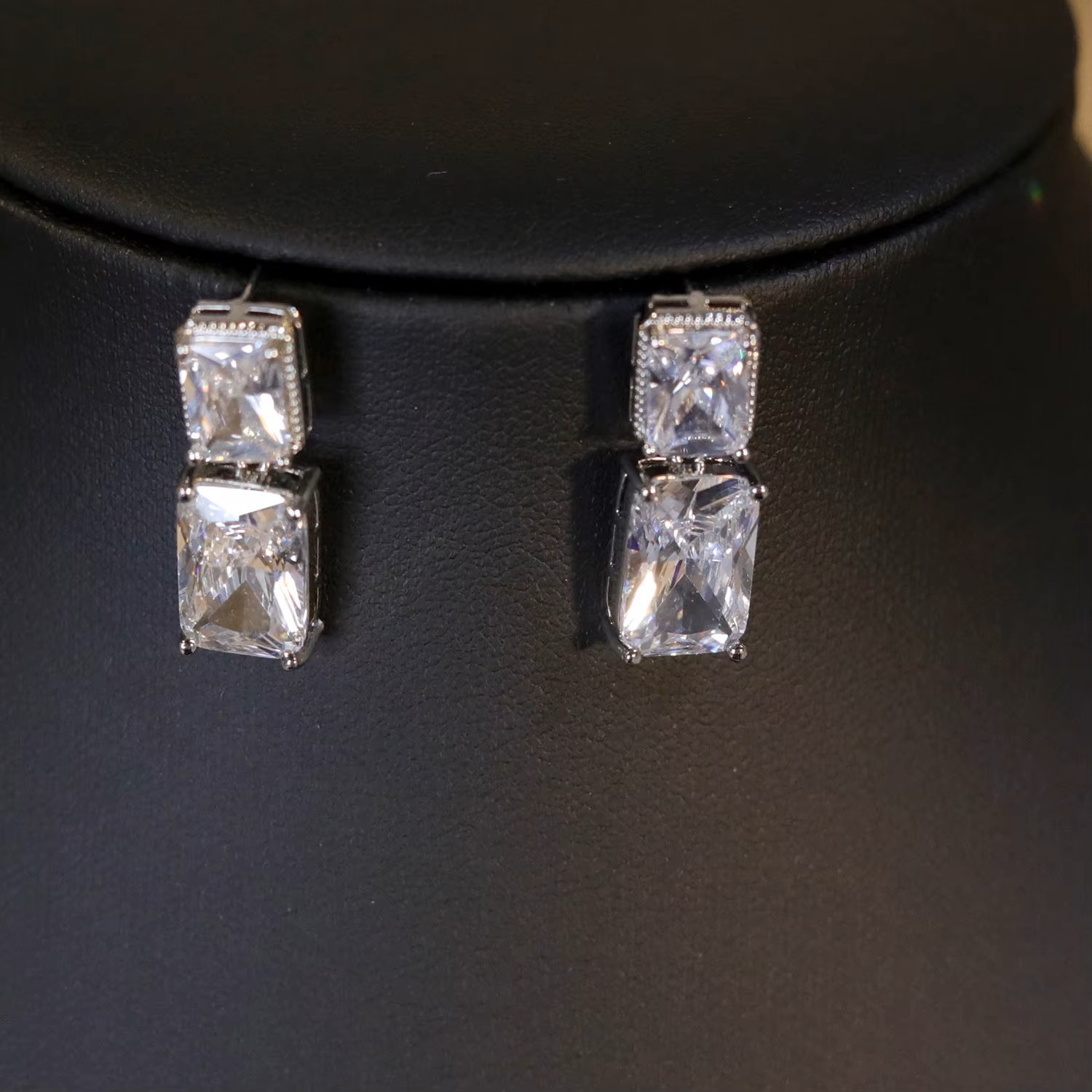 2sets Bridal Jewelry Wedding Party Cubic Zirconia Crystal Necklace Prom Birthday