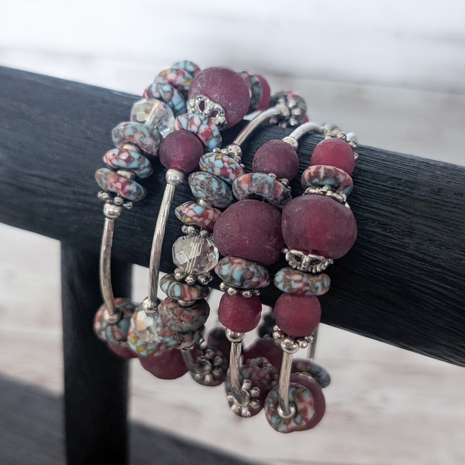Kairos 10 Red Wrap Bracelet Mixed Materials