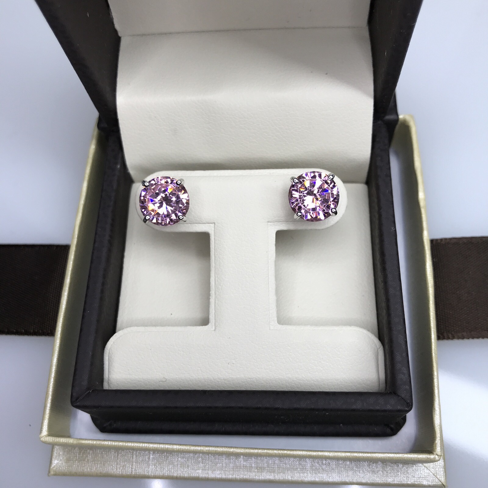 5Ct Studs Diamond Earrings Fancy Pink Round Man Made 14k Solid Gold