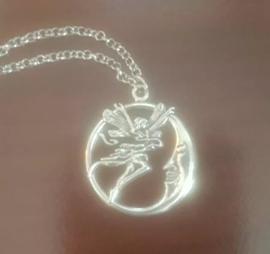 fairy with moon pendant necklace fashion jewelry brand new very cute