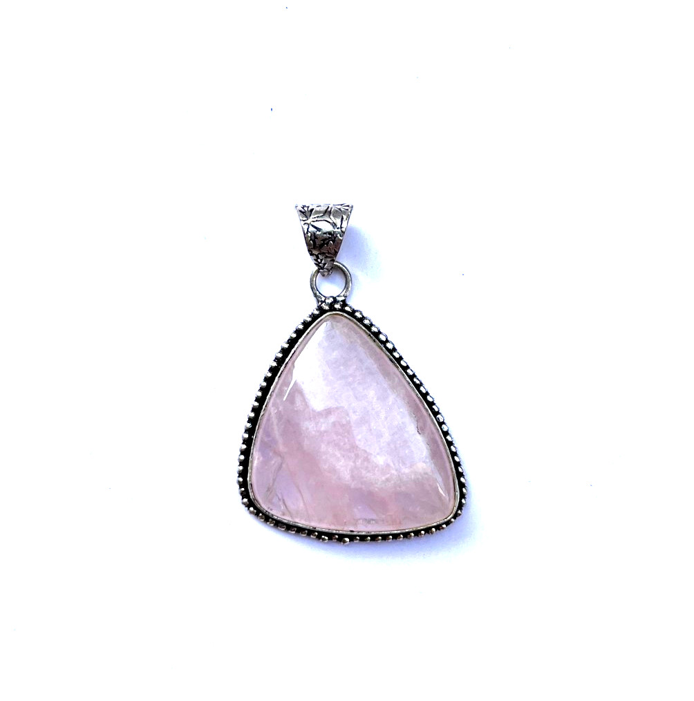 Natural Rose Quartz Necklace Large Pink Crystal Pendant Healing Stone 24 Inch
