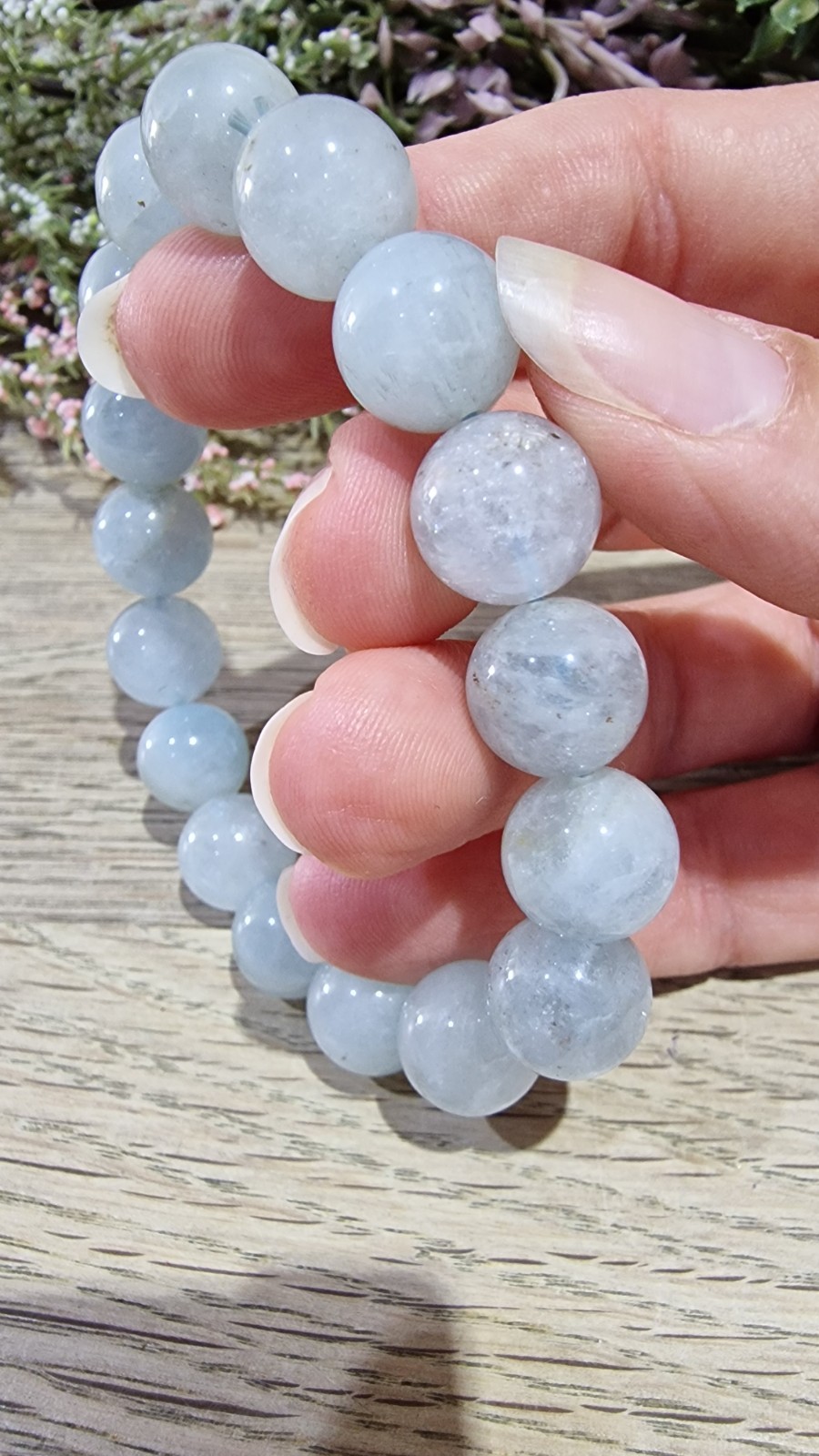 Aquamarine Crystal Beads Bracelet Elasticated 11.7mm