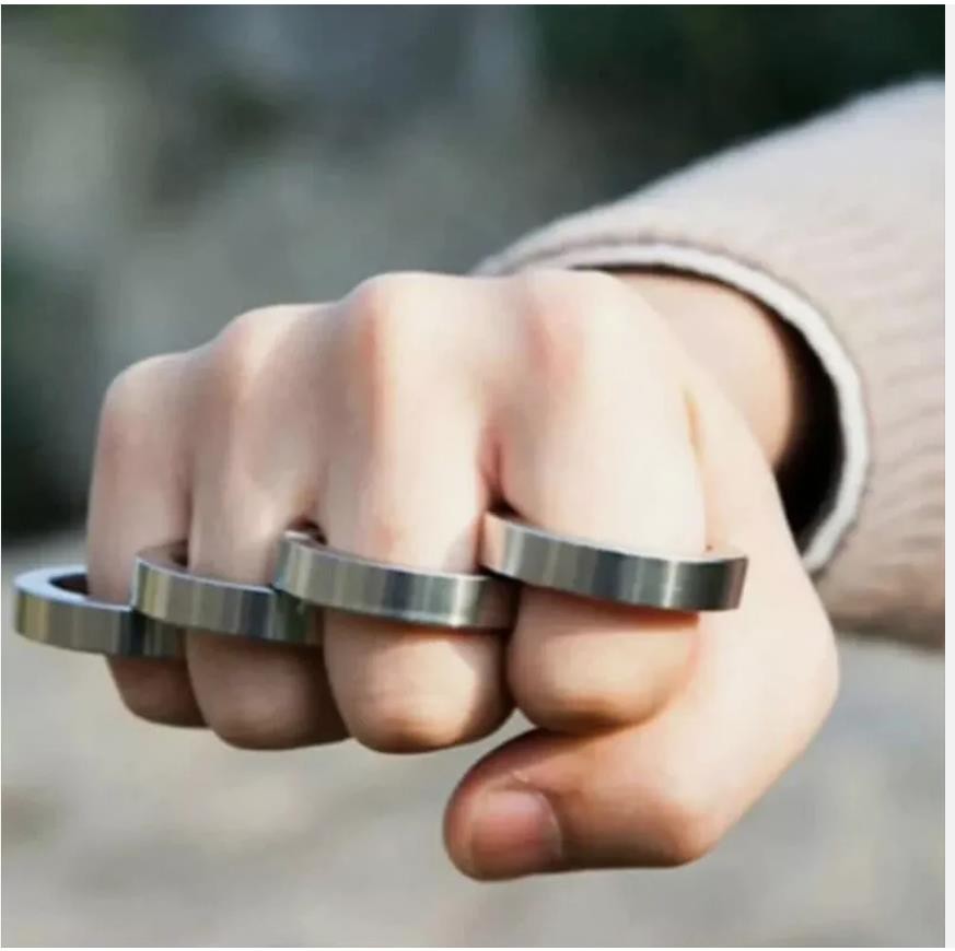 4Pc Stainless Steel Outdoor Rotatable Folding Ring Hiking Men＆Women Color Silver