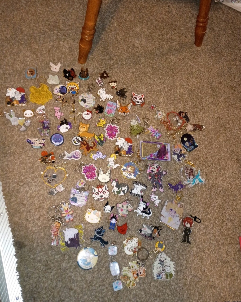 87 Piece Enamel Pin / Keychain Artist Made Lot Selling Together