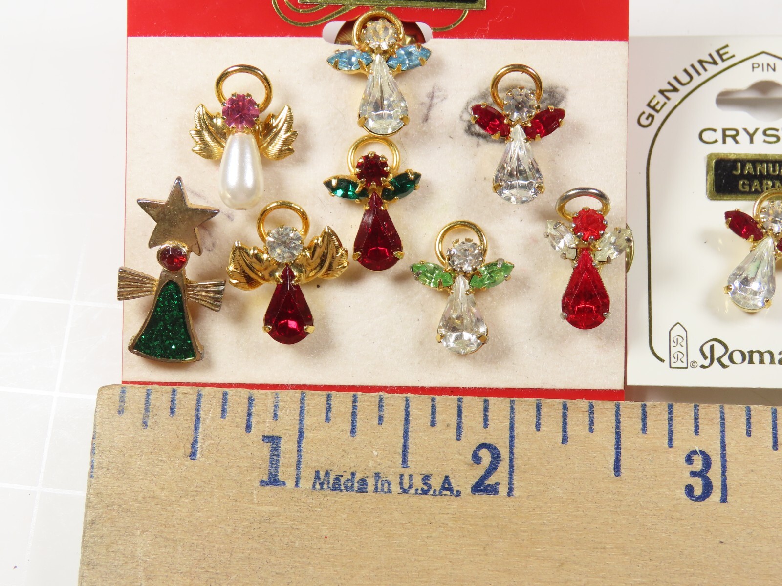 Christmas Lapel Pins Genuine Austrian Crystal Roman Inc 9 Gorgeous Vintage C5415