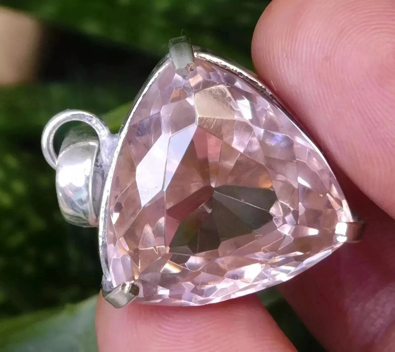 AA+ Natural Pink Zircon Pendant Solid Silver 71.40 Ct Trillion Cut Gemstone