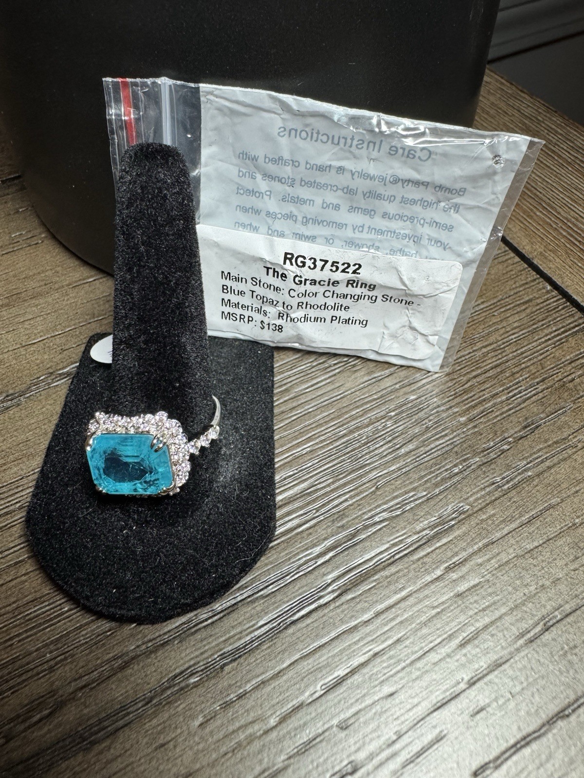 Bomb Party Original Ring Size 9 Color Changing Blue To Rhodolite Rhodium Gracie