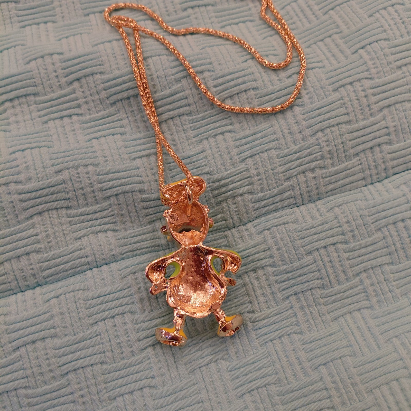 Betsey Johnson Crystal Spring Easter Duck 3D Gold Pendant Necklace