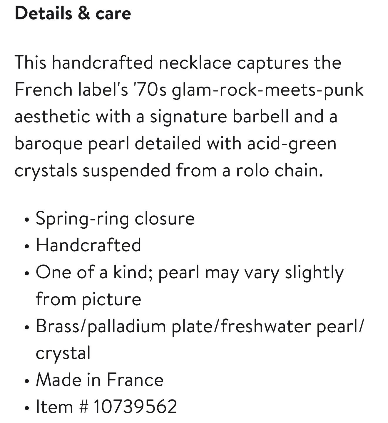 Justine Clenquet “Joan” Necklace – Freshwater Pearl And Crystal Pendant/ France