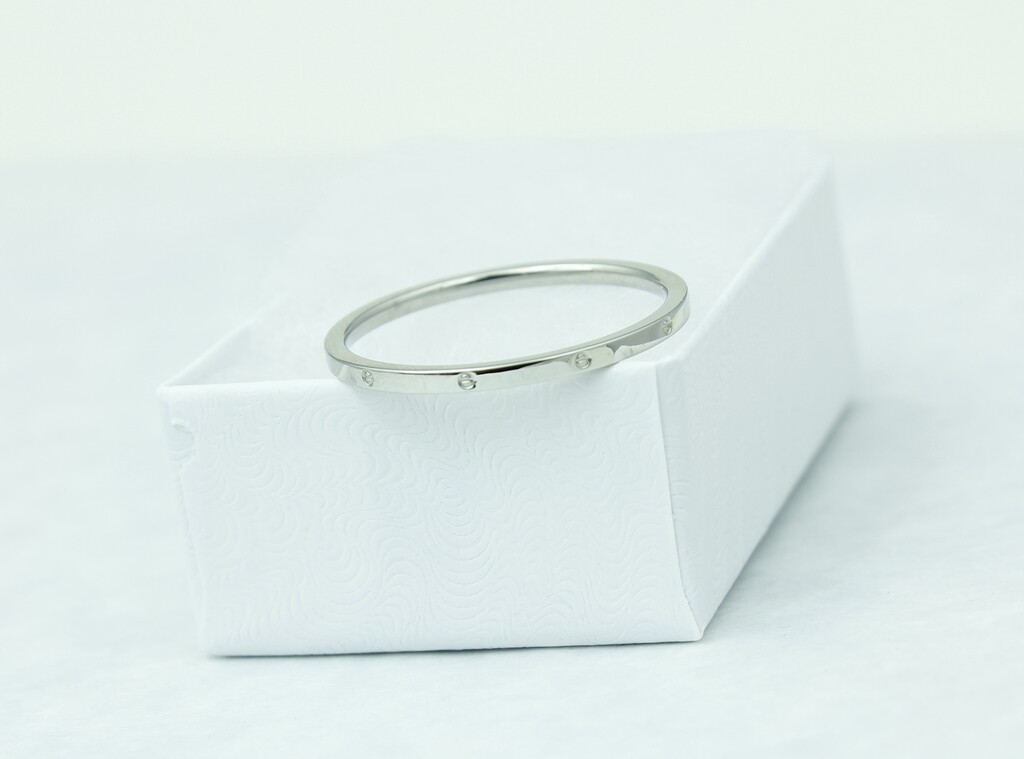 Women /Girl Gold Plated Titanium Stainless Steel Cubic Zircon Silver Ring 8