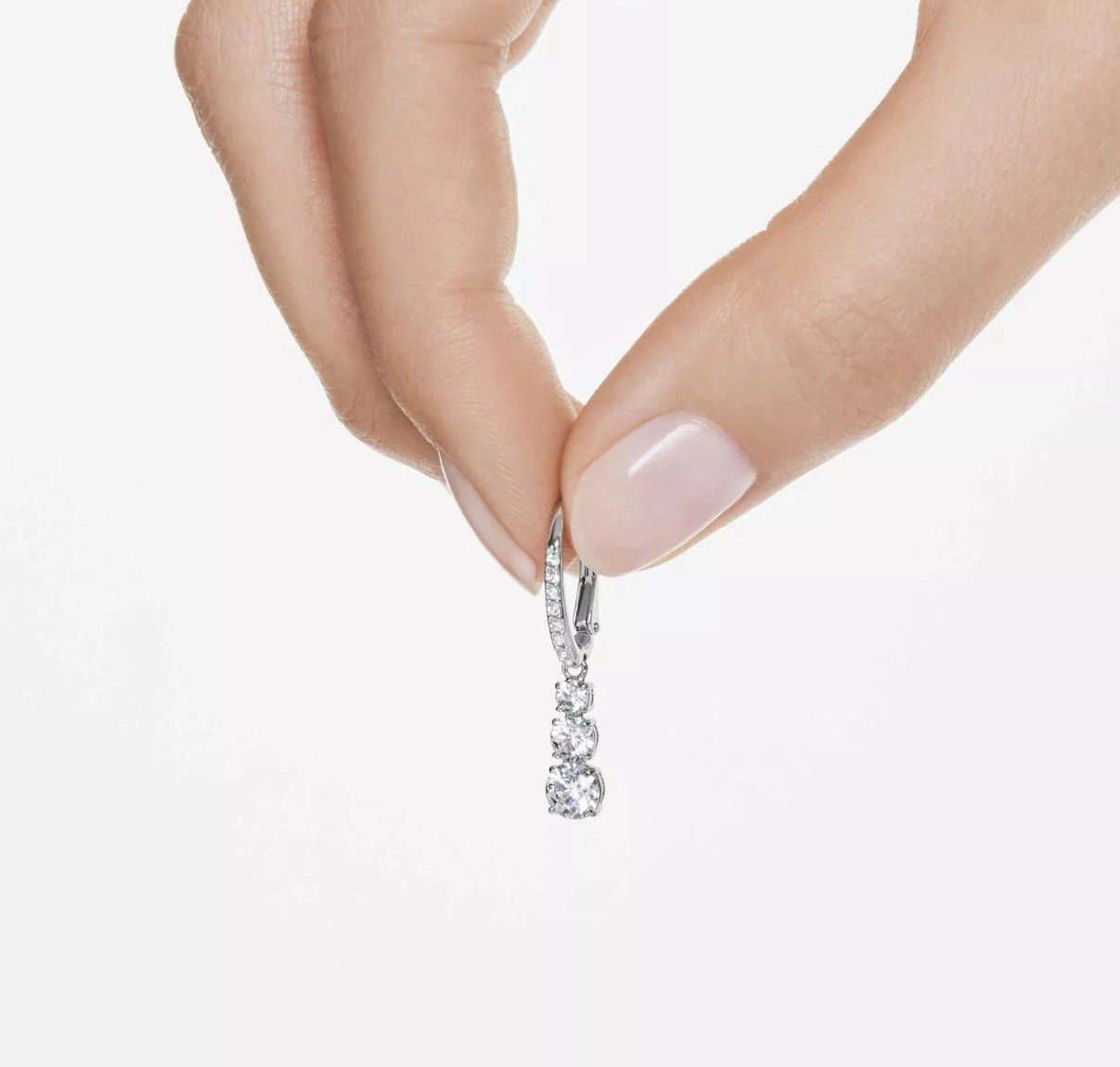 Swarovski Stilla Attract Hoop Earrings Round Cut, White, Rhodium Plated 5416155