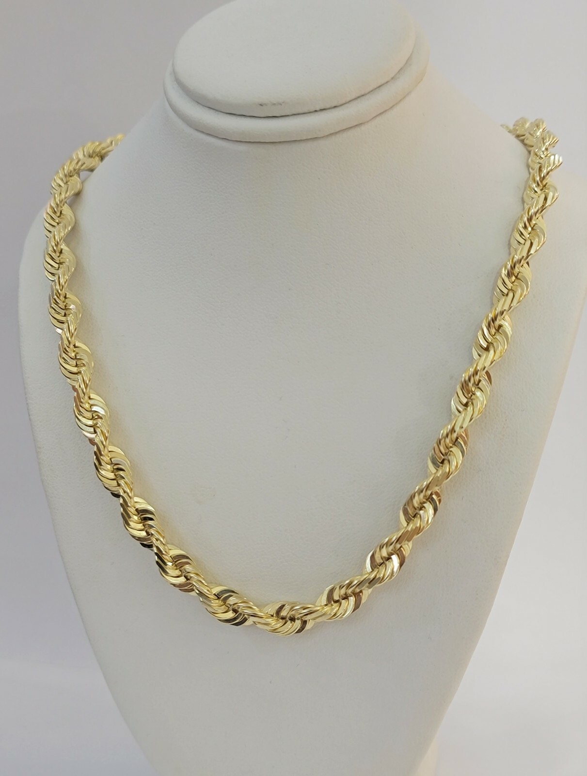 Real Solid 10k Gold Rope Chain Necklace 4mm-10mm Diamond Cut 18″-30″ For Pendant