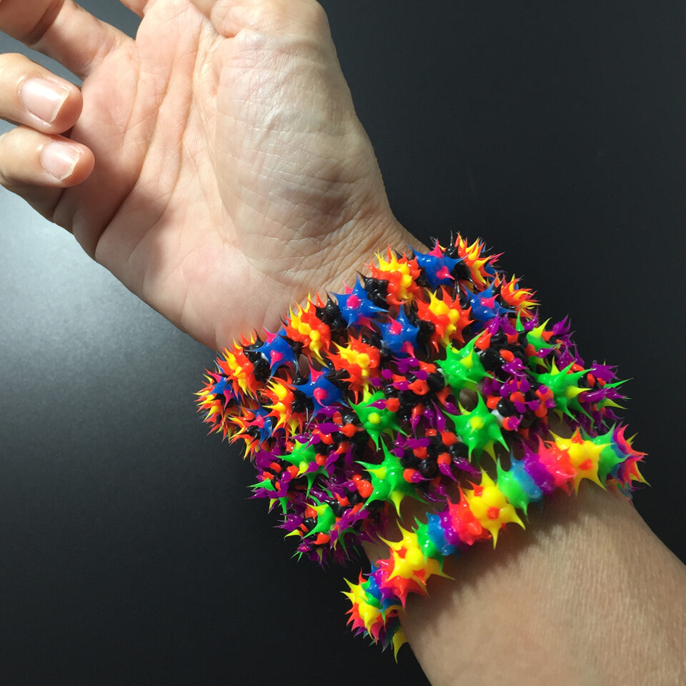 Lot Neon Jelly Silicone Rubber Bracelet Spike UV Glow In The Dark Jewelry DIY