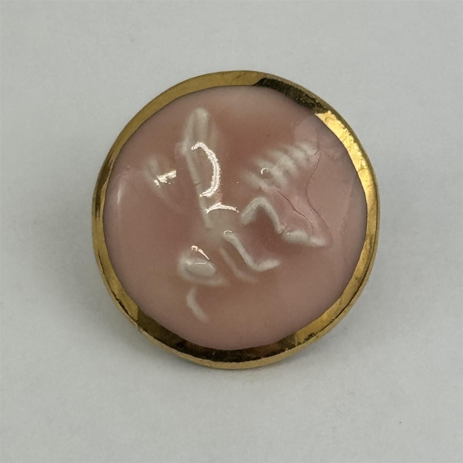 Handmade Round Pink Enamel And Ceramic Bee Stud Post Earrings