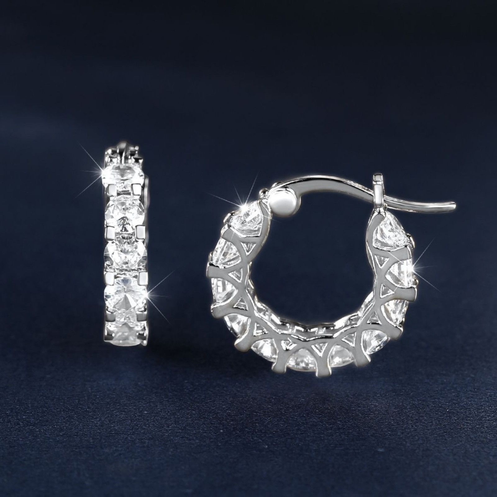 Gold, Silver Plated Hoop Earrings With Cubic Zirconia Unisex, Women, Men A31
