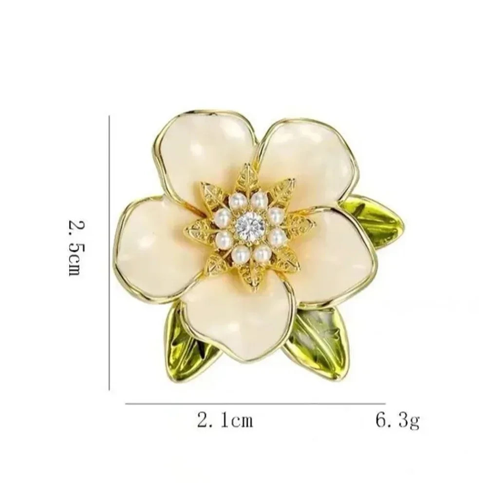 Blue Pink Peony Flower Brooch Pin Imitation Pearl Floral Rose Bouquet Badge