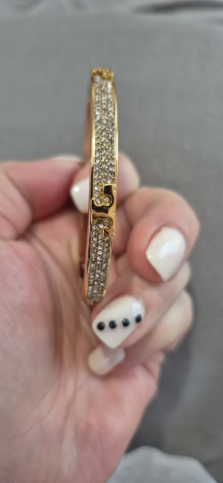 Tory Burch Gold Tone Bracelet Pave Rhinestones And T Logo All Around Lrg NWT