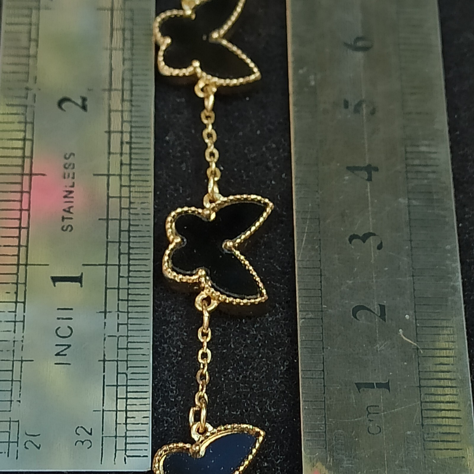 Butterfly Bracelet Black Gold Tone Fashion Signed MINISO Gift Charm Modern Trend