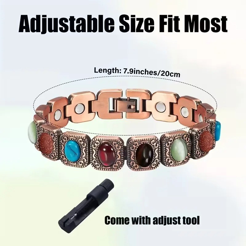 3500 Gauss Magnetic Copper Bracelet Colorful Heart for Women Pain Relief – USA