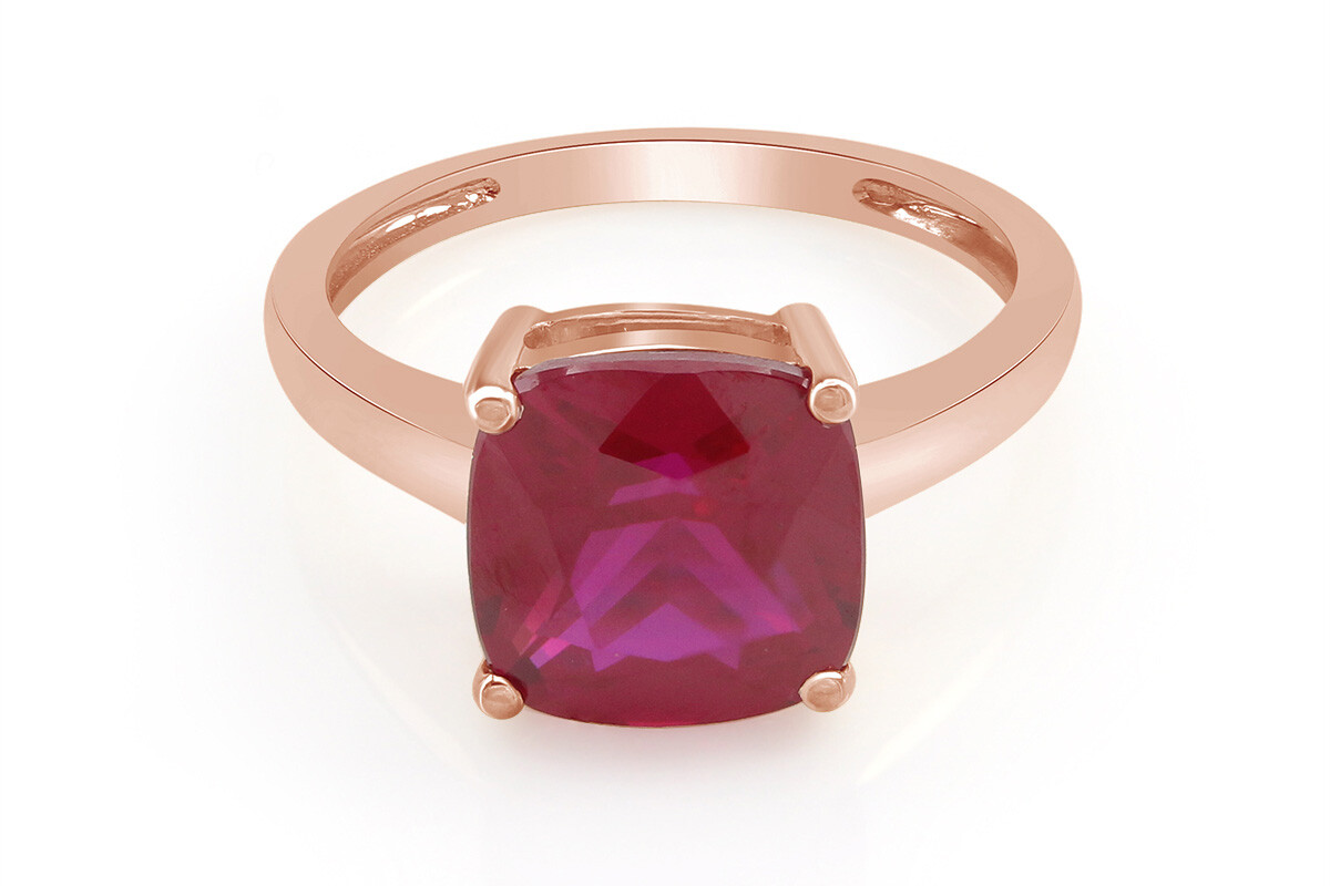 3 Ct Simulated Ruby Solitaire Wedding Ring 14k Rose Gold Plated Sterling Silver