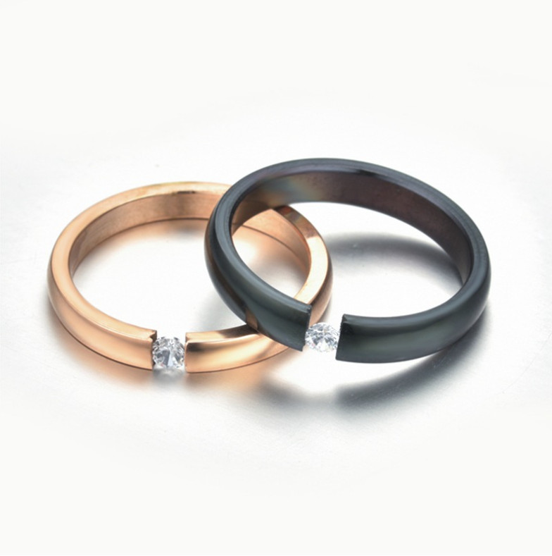 4mm Silver Gold Plated Stainless Steel CZ Inlay Signet Ring Wedding Band Sz 5-13