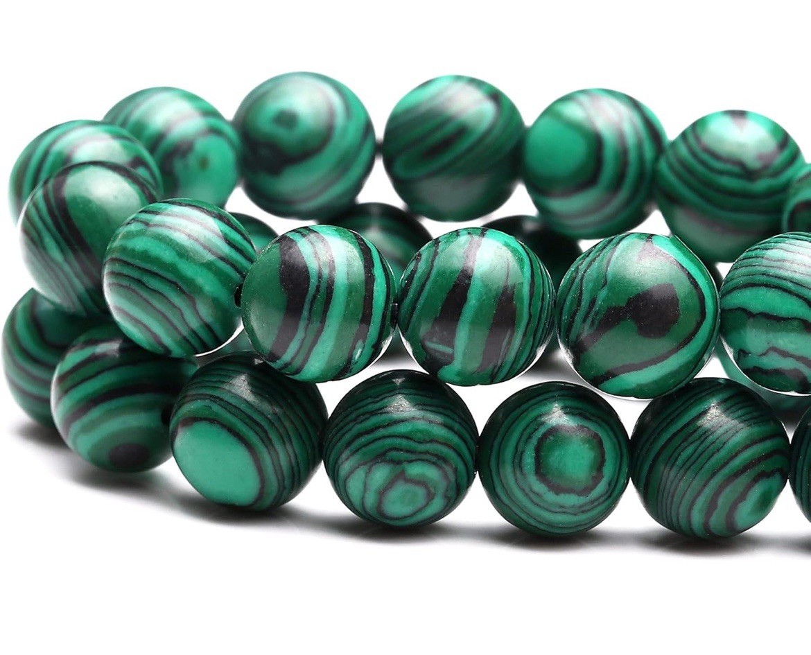 Natural 8mm Malachite Stone Beaded Bracelet Green Gemstone Stretchy – Free Ship