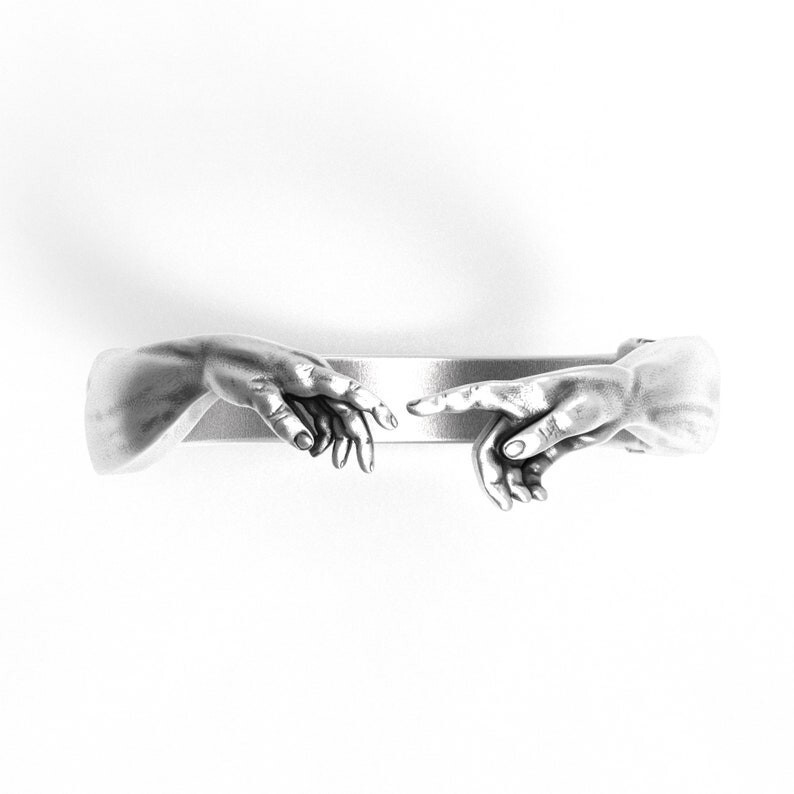 Hand Of God Adam Ring – 925 Sterling Silver – Genesis Creation – Adjustable