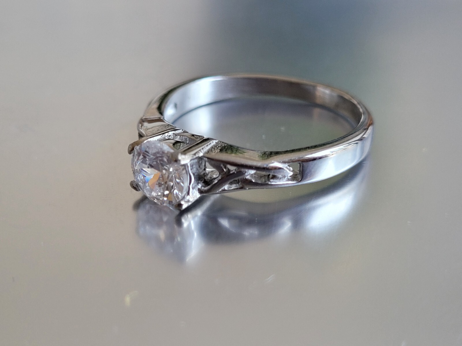 Stainless Steel Celtic Knotted Frame Engagement 6 mm Round Solitaire CZ Ring