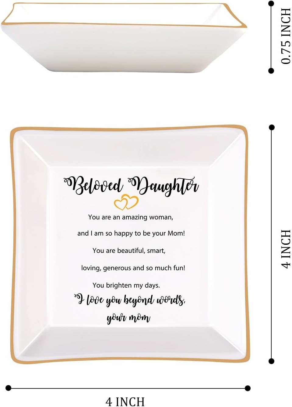 Beloved Daughter Engraved Ceramic Jewelry Dish – Perfect Gift for All Occasions