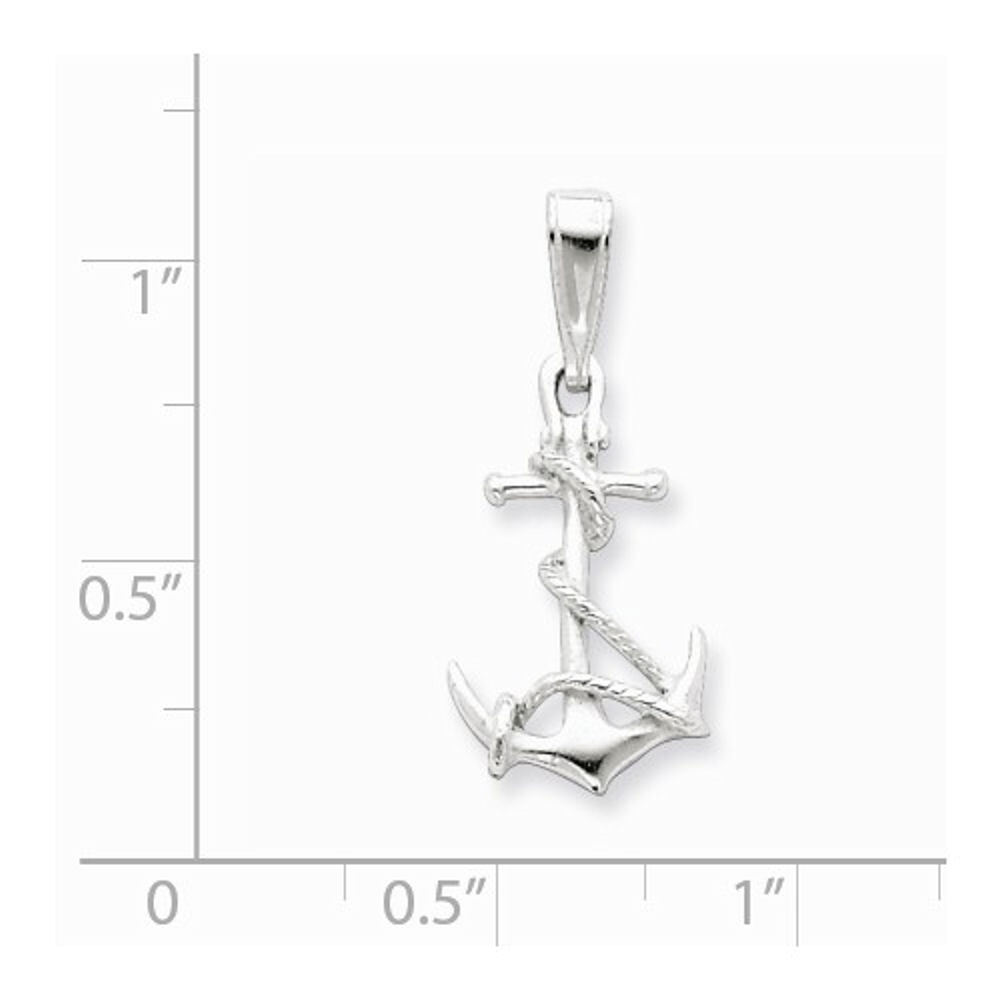 925 Sterling Silver Anchor Mariner Rope Pendant Small 1″