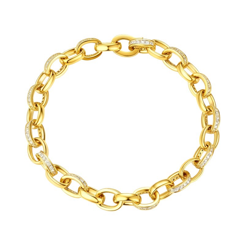 1.2mm Moissanite 925 Sterling Silver Buckle Bracelet for Unisex Hip-hop Jewelry