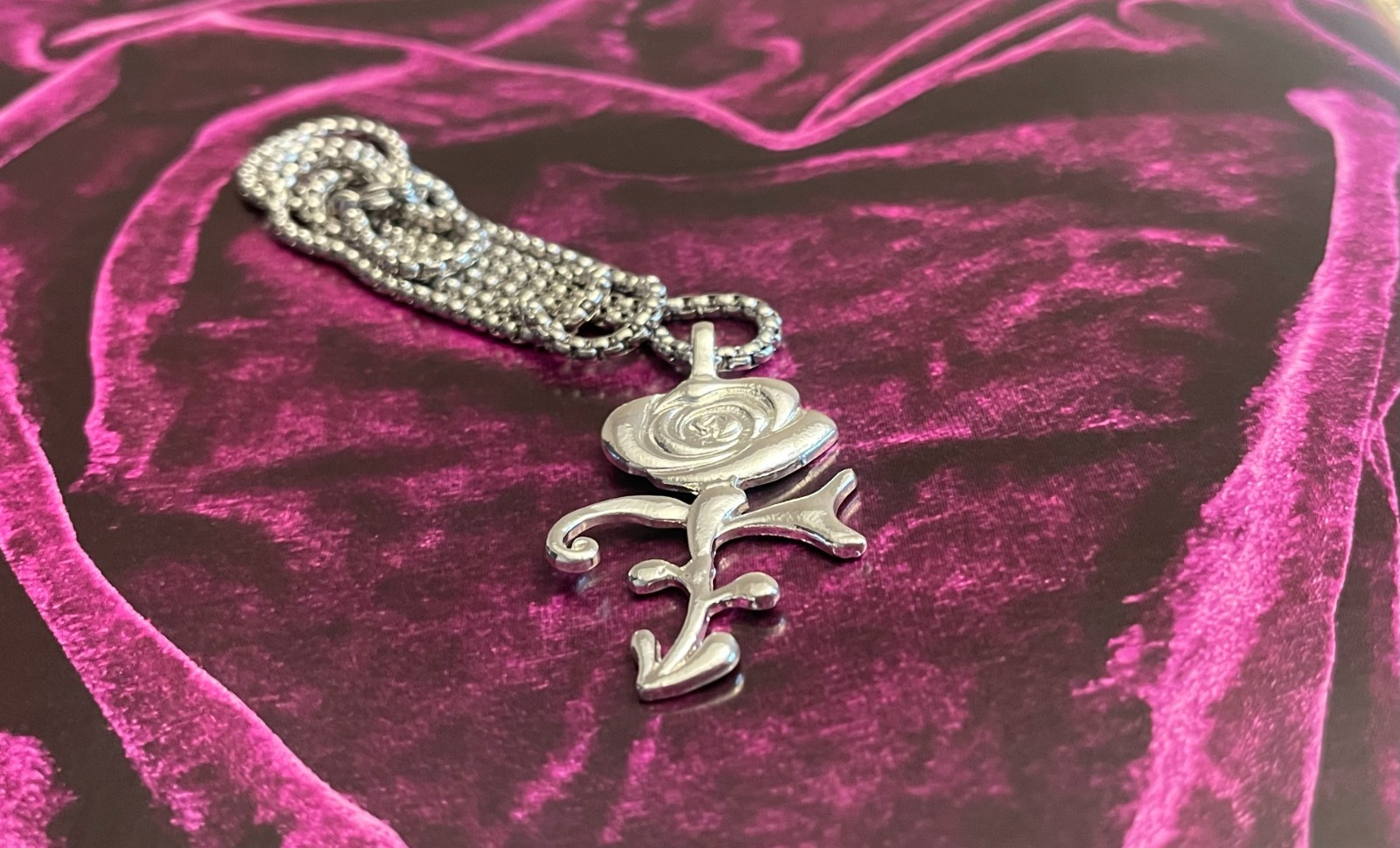 Love Symbol Rose Pendant Necklace Purple