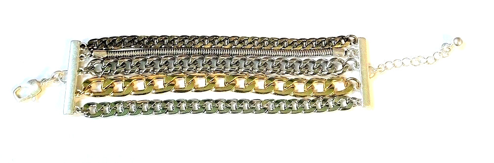Jenny Bird Chunky Chain Multi-Color Bracelet 7.5 to 8.5″ Long Lobster Catch