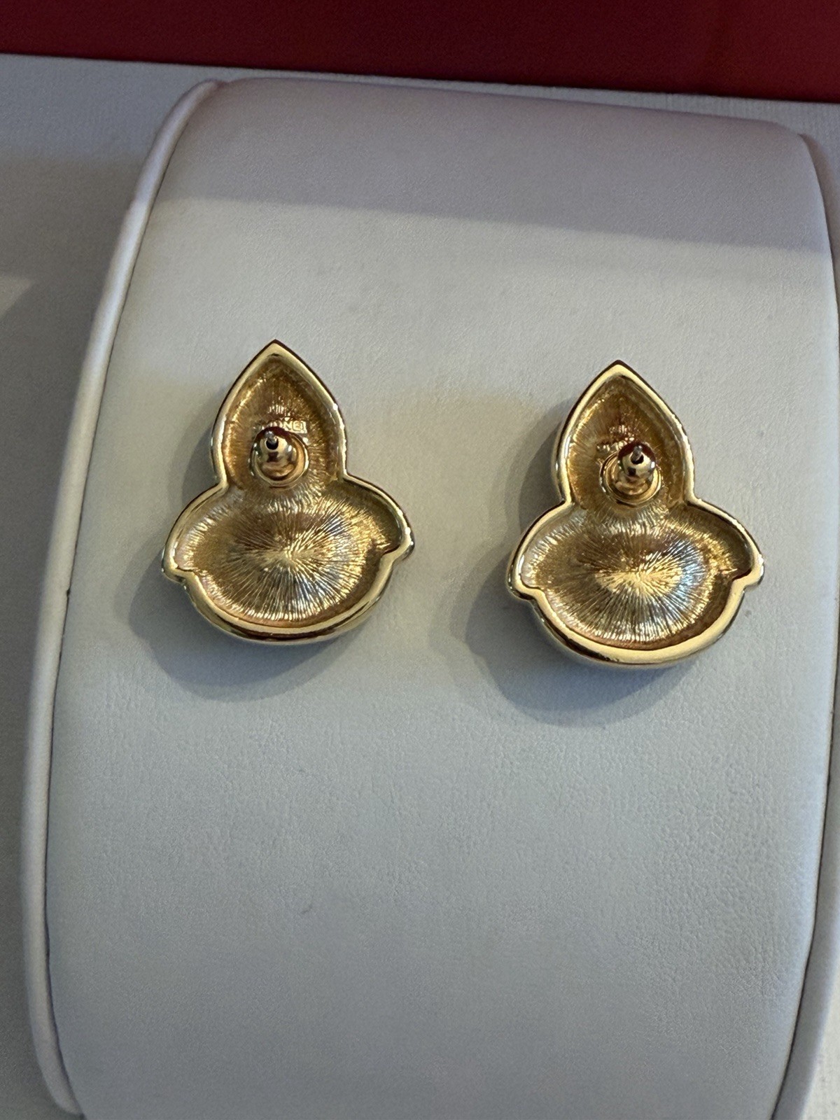 Monet Gold Tone Purple/ Clear Glass Teardrop Post Crystal Earrings BinR