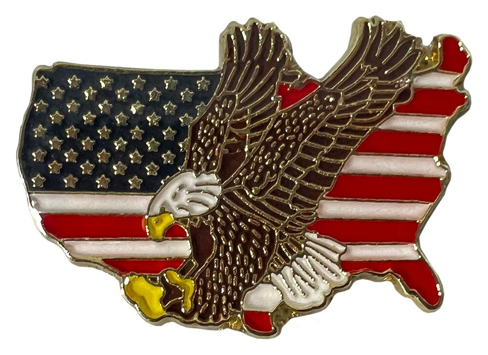 Wholesale Lot of 3 USA Flag Map Eagle Hat Cap Lapel Pin