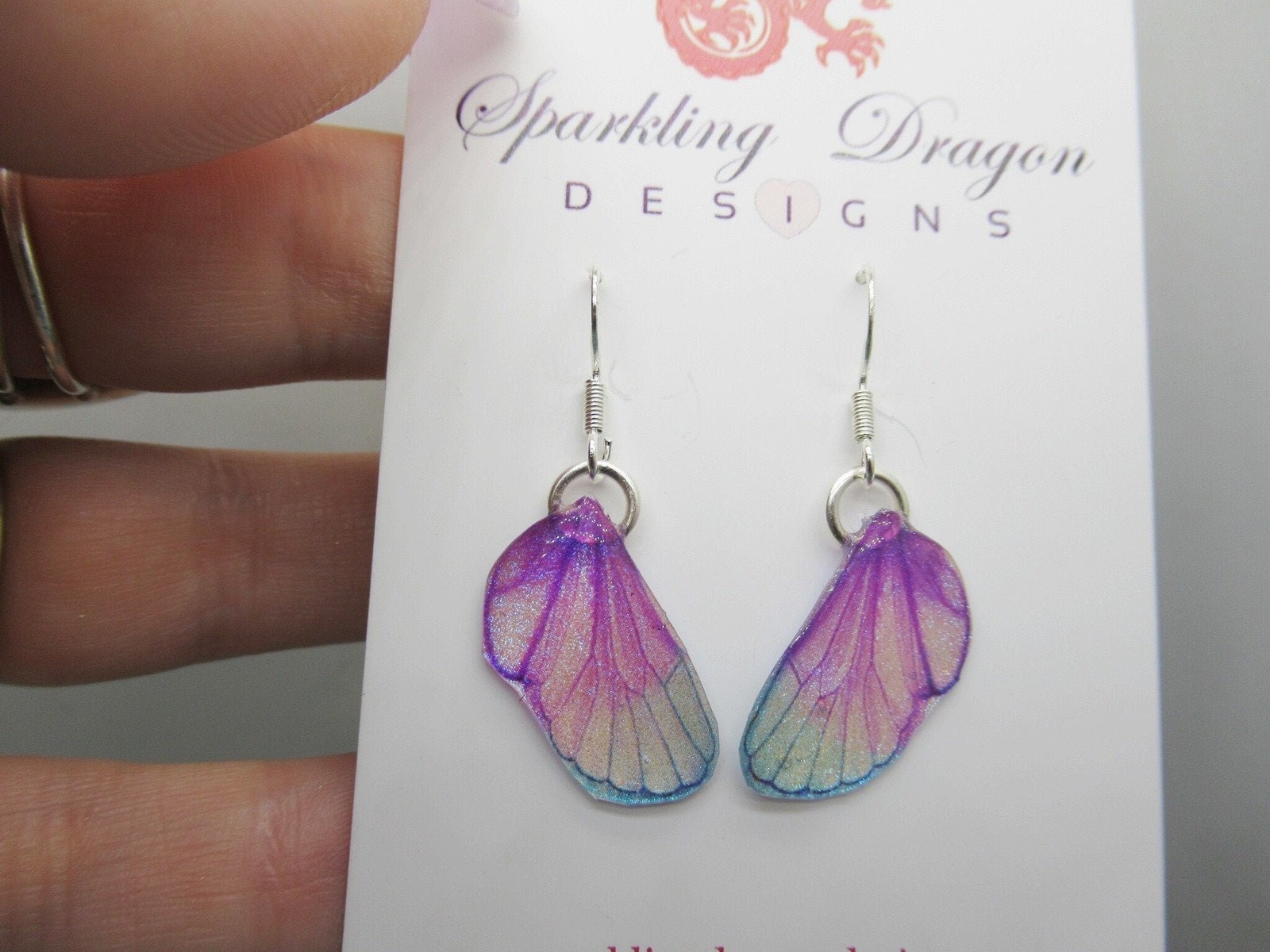Butterfly Wing Dainty Earrings Blue & Pinke – Fairy Jewellery, Fun Gift for her