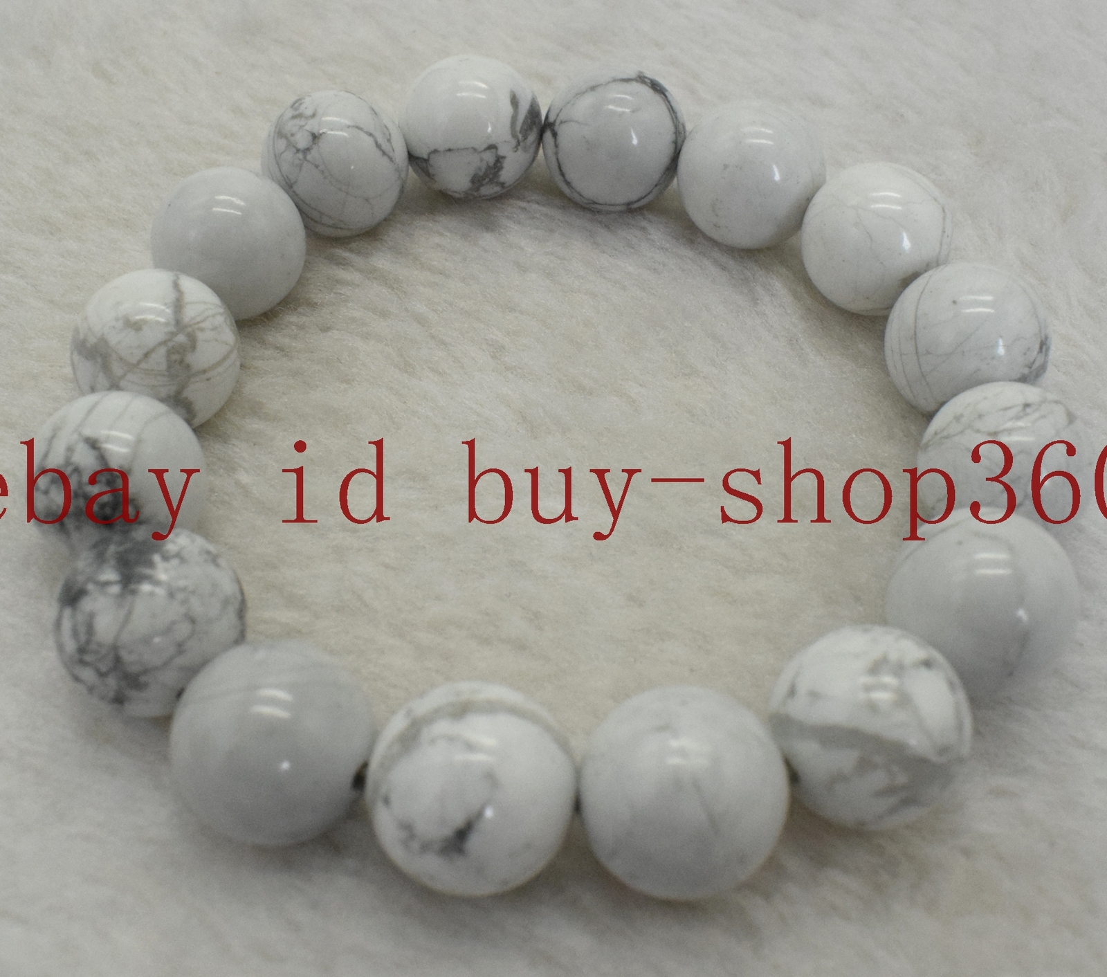 6/8/10/12mm White Turquoise Round Gemstone Beads Stretch Bracelet 7.5”
