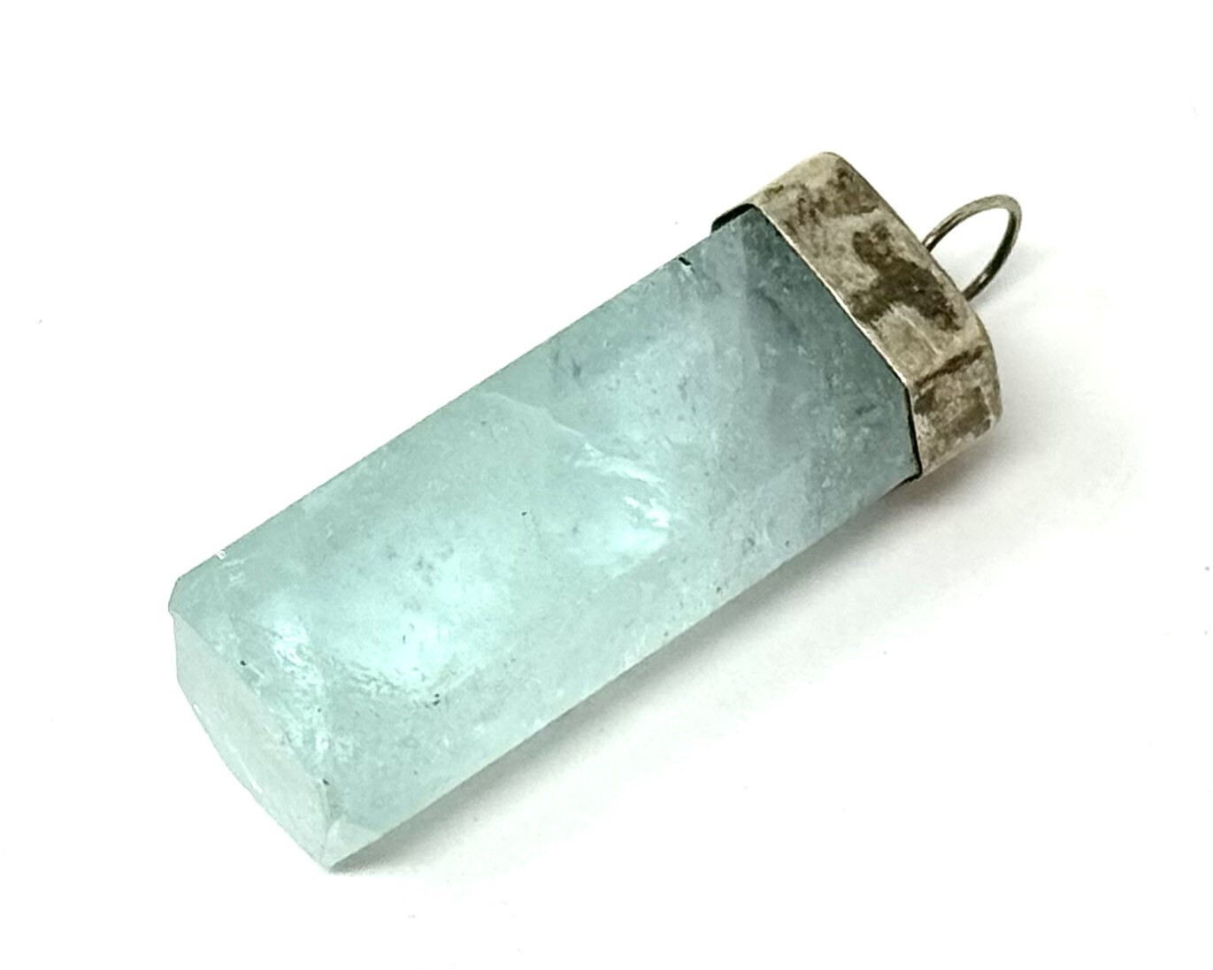 Aquamarine Pendant With Sterling Silver Cap (Natural Aquamarine Crystal Pendant)