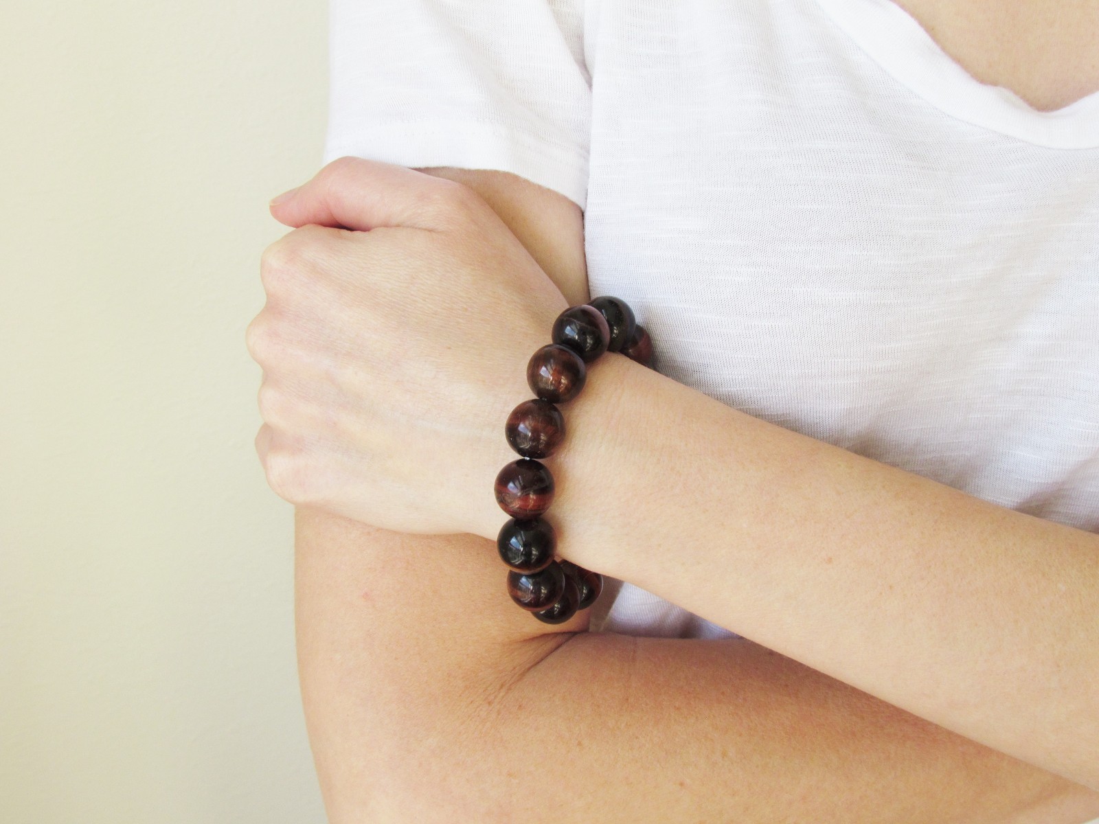 Grounding & Protection Stretch Bracelet, 14mm Beads, Unisex (5″-7″ Adult Wrist)