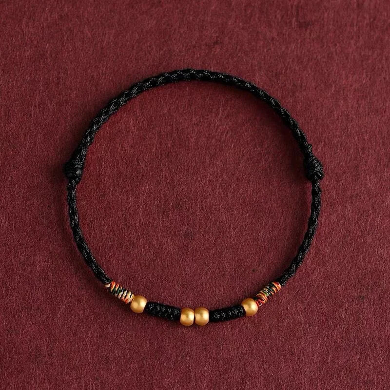 Hand Braided Copper Beads Red Rope Luck Bangles Anklets Size Adjust Handmade