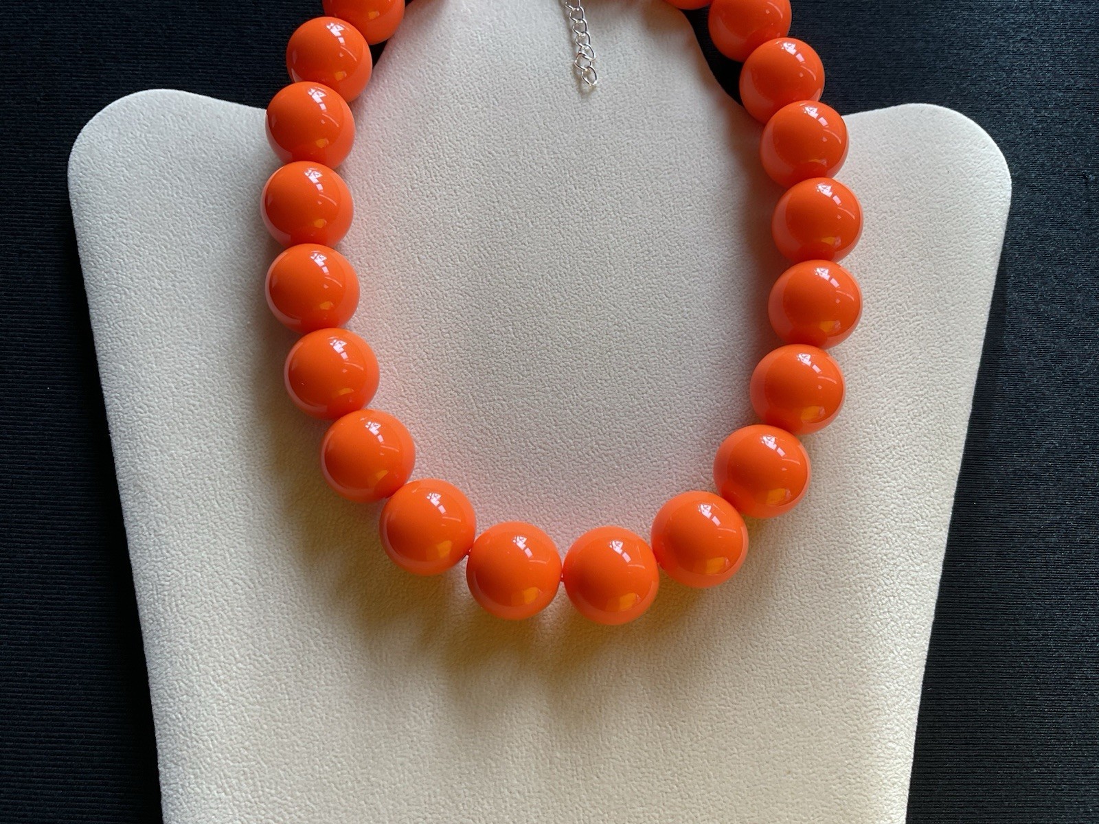 Chunky Orange Bead Choker Adjustable Necklace