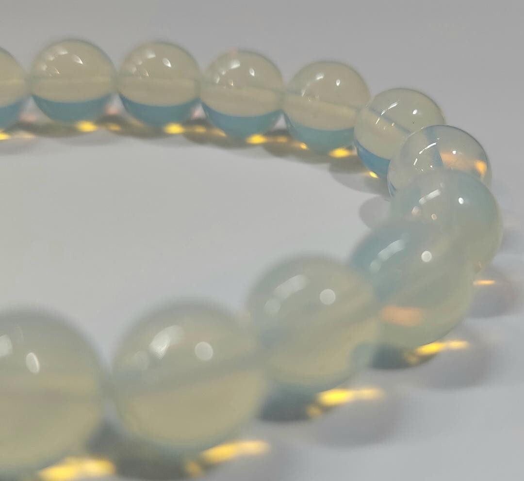 10mm Opalite Gemstone Round Bead 7-inch Stretch Bracelet